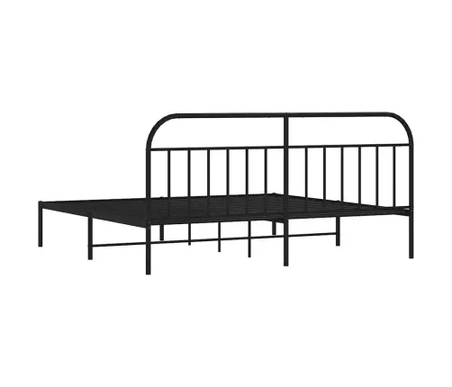 Gultas Rāmis Ar Galvgali, Melns Metāls, 193X203 Cm Vidaxl