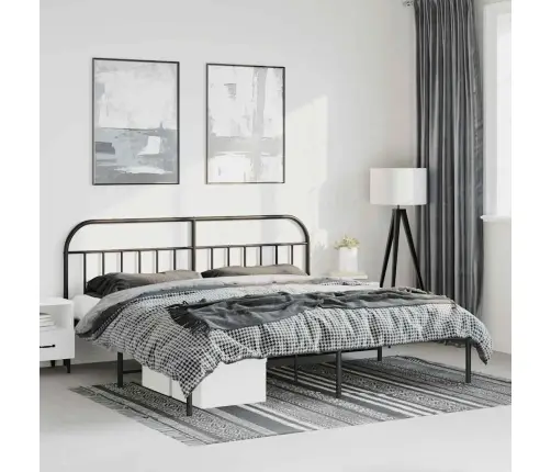 Gultas Rāmis Ar Galvgali, Melns Metāls, 193X203 Cm Vidaxl