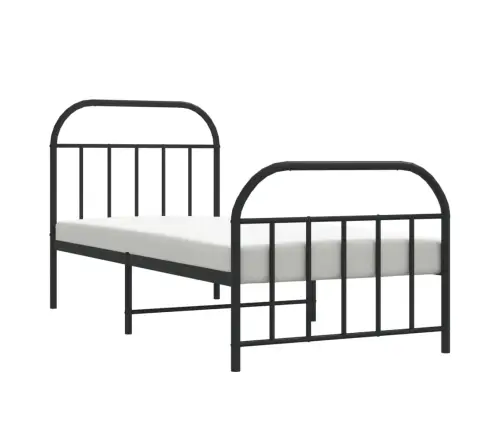 Gultas Rāmis Ar Galvgali Un Kājgali, Melns Metāls, 80X200 Cm Vidaxl