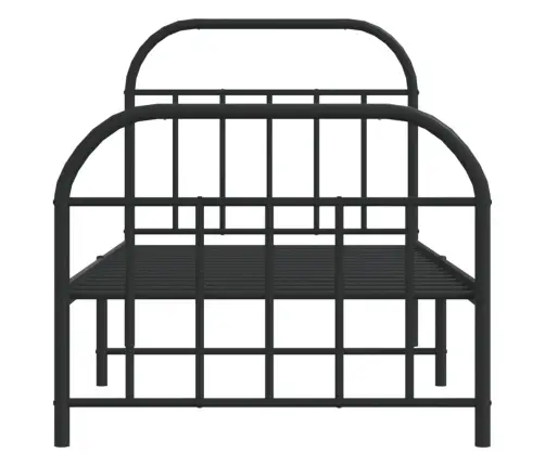 Gultas Rāmis Ar Galvgali Un Kājgali, Melns Metāls, 80X200 Cm Vidaxl