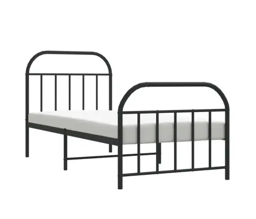 Gultas Rāmis Ar Galvgali Un Kājgali, Melns Metāls, 90X190 Cm Vidaxl