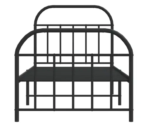 Gultas Rāmis Ar Galvgali Un Kājgali, Melns Metāls, 90X200 Cm Vidaxl
