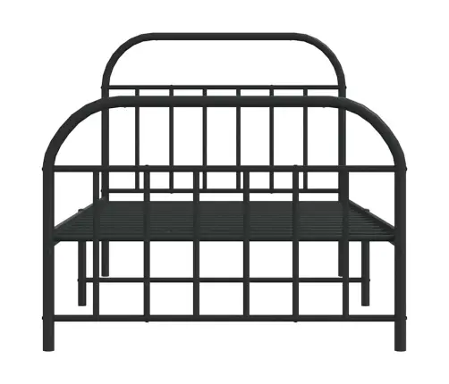 Gultas Rāmis Ar Galvgali Un Kājgali, Melns Metāls, 100X190 Cm Vidaxl