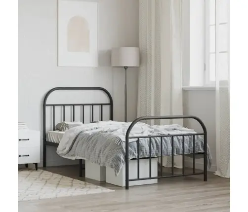 Lovos Rėmas Su Galvūgaliu/Kojūgaliu, Juodas, 107X203cm Metalas