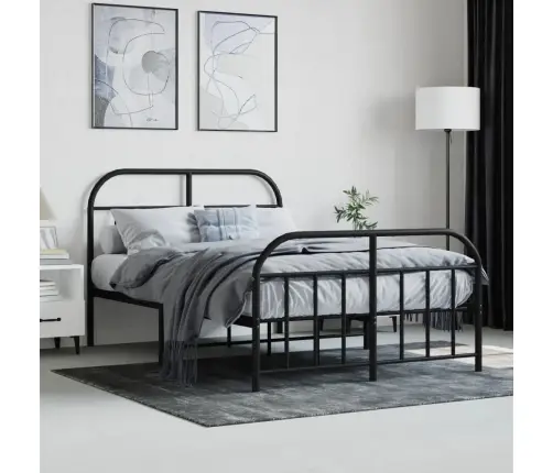 Gultas Rāmis Ar Galvgali Un Kājgali, Melns Metāls, 120X200 Cm Vidaxl