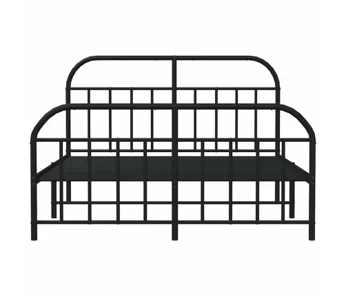 Gultas Rāmis Ar Galvgali Un Kājgali, Melns Metāls, 150X200 Cm Vidaxl