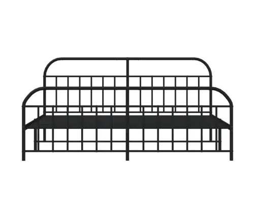 Gultas Rāmis Ar Galvgali Un Kājgali, Melns Metāls, 200X200 Cm Vidaxl