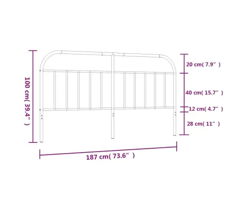 Gultas Galvgalis, Metāls, Melns, 180 Cm Vidaxl