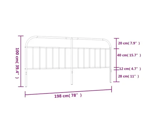 Gultas Galvgalis, Metāls, Melns, 193 Cm Vidaxl