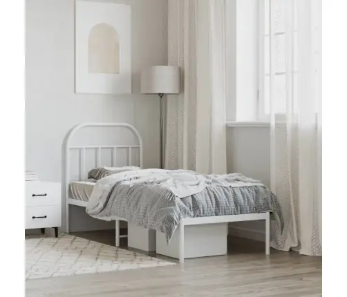 Metallist Voodiraam Peatsiga, Ilma Madratsita, Valge, 75X190 Cm