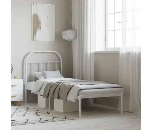 Metallist Voodiraam Peatsiga, Ilma Madratsita, Valge, 75X190 Cm