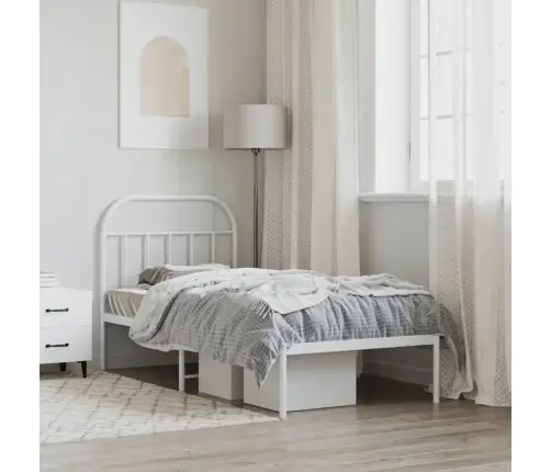 Metalinis Lovos Rėmas Su Galvūgaliu, Baltas, 90X190Cm