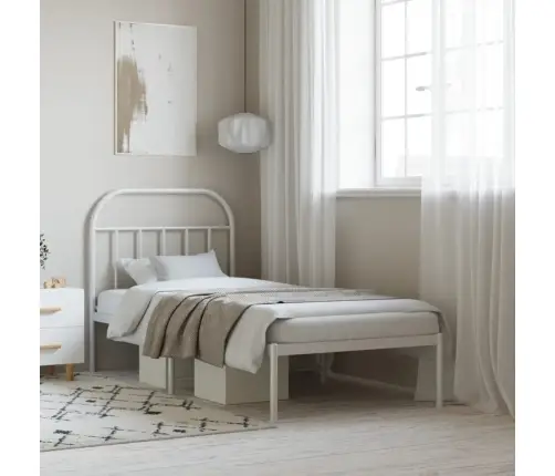 Metalinis Lovos Rėmas Su Galvūgaliu, Baltas, 90X190Cm