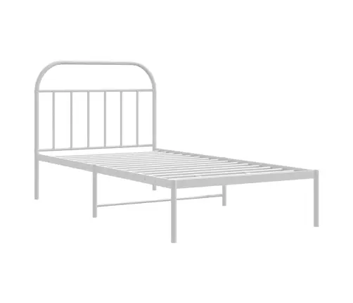 Metallist Voodiraam Peatsiga, Valge, 100 X 190 Cm