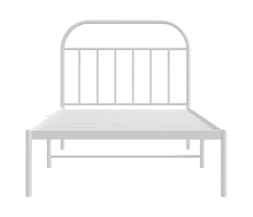 Metallist Voodiraam Peatsiga, Valge, 100X200 Cm