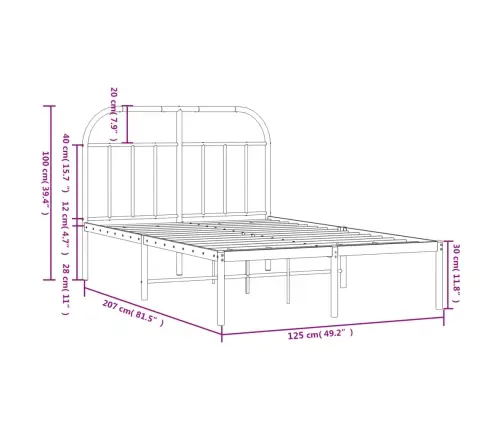 Metalinis Lovos Rėmas Su Galvūgaliu, Baltos Spalvos, 120X200Cm