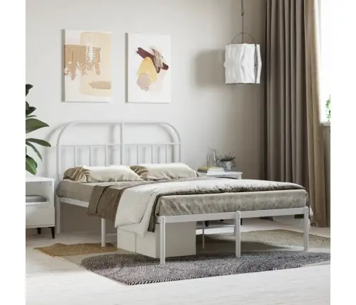 Metalinis Lovos Rėmas Su Galvūgaliu, Baltos Spalvos, 120X200Cm