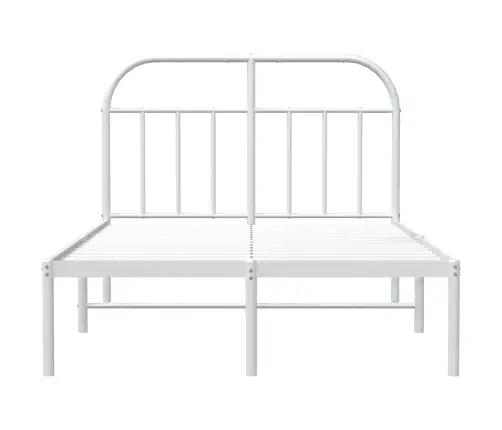 Gultas Rāmis Ar Galvgali, Balts Metāls, 135X190 Cm Vidaxl