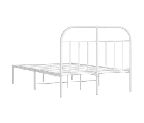 Gultas Rāmis Ar Galvgali, Balts Metāls, 135X190 Cm Vidaxl