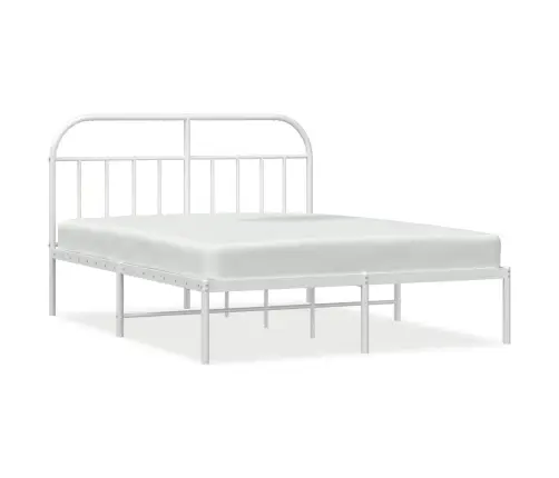 Gultas Rāmis Ar Galvgali, Balts Metāls, 160X200 Cm Vidaxl