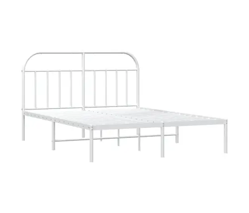 Gultas Rāmis Ar Galvgali, Balts Metāls, 160X200 Cm Vidaxl
