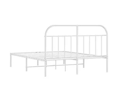 Gultas Rāmis Ar Galvgali, Balts Metāls, 160X200 Cm Vidaxl
