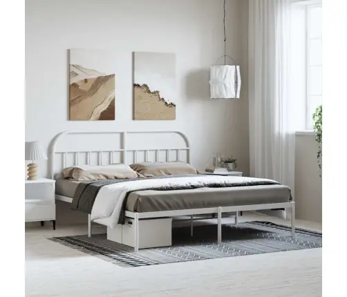 Gultas Rāmis Ar Galvgali, Balts Metāls, 183X213 Cm Vidaxl