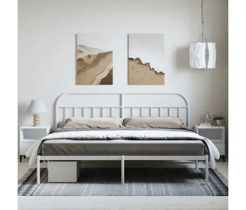 Metalinis Lovos Rėmas Su Galvūgaliu, Baltos Spalvos, 193X203Cm