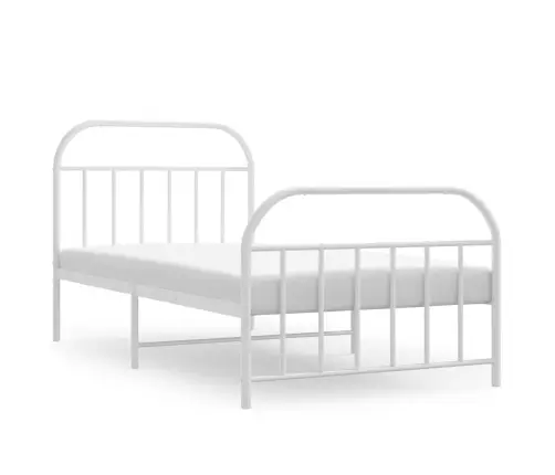 Gultas Rāmis Ar Galvgali Un Kājgali, Balts Metāls, 100X190 Cm Vidaxl