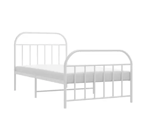 Gultas Rāmis Ar Galvgali Un Kājgali, Balts Metāls, 100X190 Cm Vidaxl