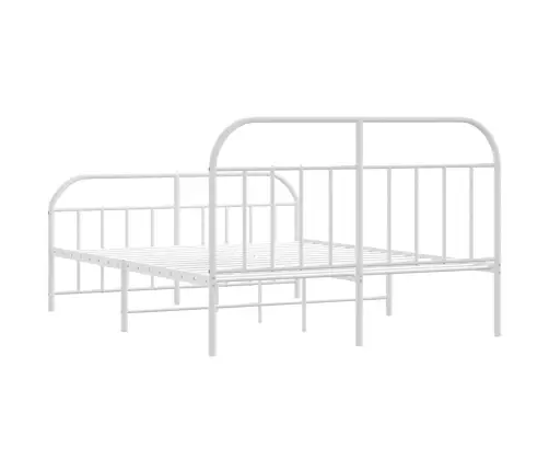 Gultas Rāmis Ar Galvgali Un Kājgali, Balts Metāls, 135X290 Cm Vidaxl