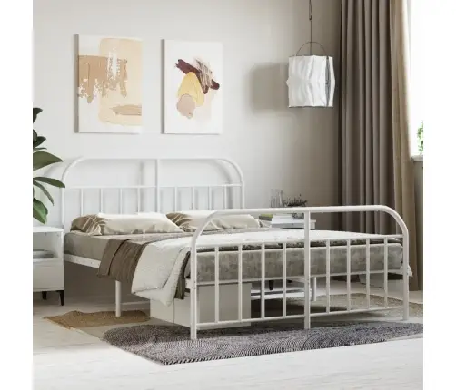 Lovos Rėmas Su Galvūgaliu/Kojūgaliu, Baltas, 140X190cm Metalas