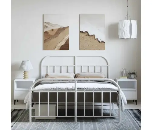Gultas Rāmis Ar Galvgali Un Kājgali, Balts Metāls, 150X200 Cm Vidaxl