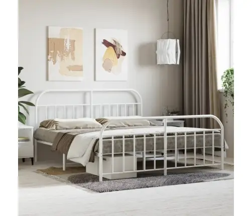 Lovos Rėmas Su Galvūgaliu/Kojūgaliu, Baltas, 160X200cm Metalas