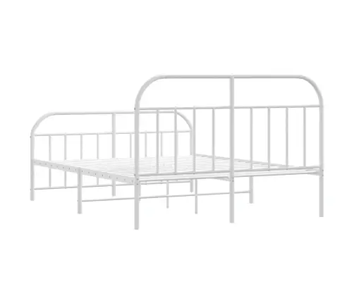 Gultas Rāmis Ar Galvgali Un Kājgali, Balts Metāls, 180X200 Cm Vidaxl