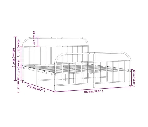 Lovos Rėmas Su Galvūgaliu/Kojūgaliu, Baltas, 183X213cm Metalas