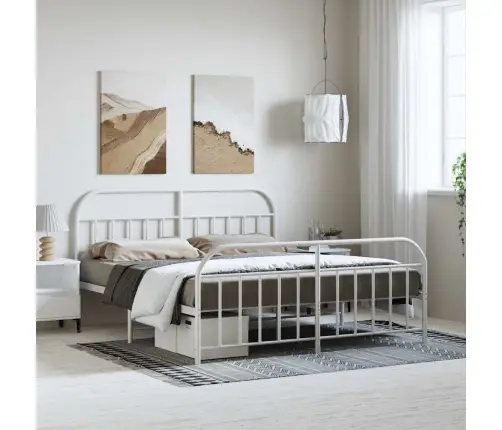 Lovos Rėmas Su Galvūgaliu/Kojūgaliu, Baltas, 183X213cm Metalas