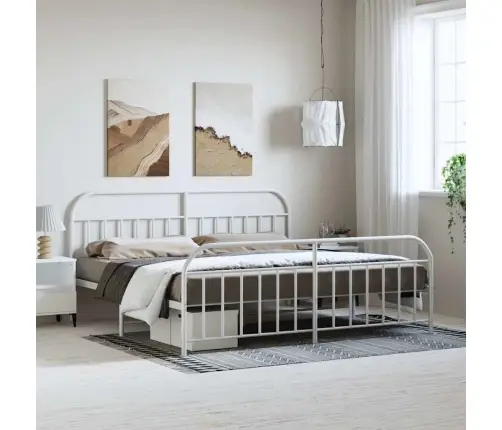 Lovos Rėmas Su Galvūgaliu/Kojūgaliu, Baltas, 193X203cm Metalas