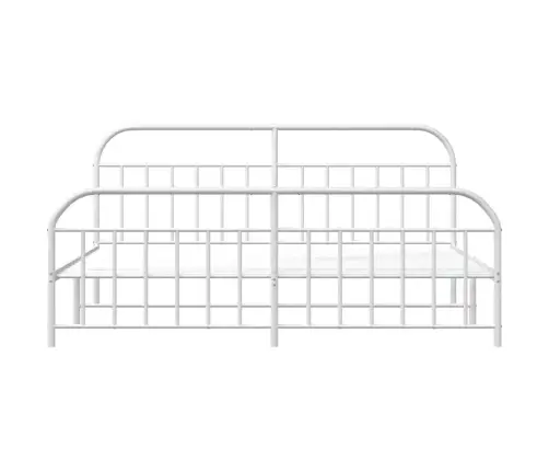 Gultas Rāmis Ar Galvgali Un Kājgali, Balts Metāls, 200X200 Cm Vidaxl