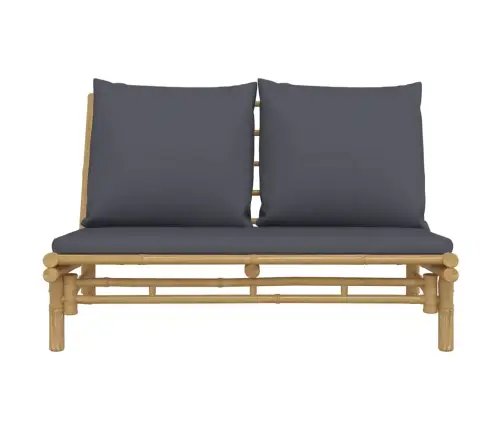 Dārza Sols Ar Tumši Pelēkiem Matračiem, Bambuss Vidaxl