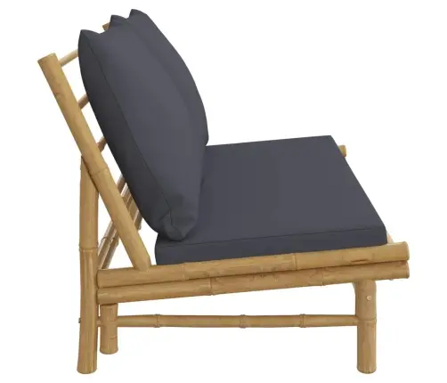 Dārza Sols Ar Tumši Pelēkiem Matračiem, Bambuss Vidaxl