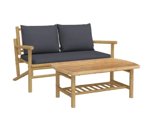 2-Daļīgs Dārza Atpūtas Mēbeļu Komplekts Ar Matračiem, Bambuss Vidaxl