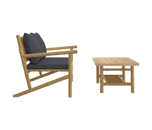 2-Daļīgs Dārza Atpūtas Mēbeļu Komplekts Ar Matračiem, Bambuss Vidaxl