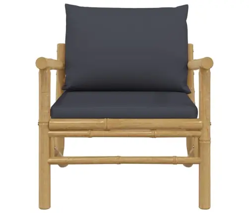 Sodo Kėdės Su Tamsiai Pilkomis Pagalvėlėmis, 2Vnt., Bambukas