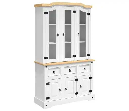 Kumode Corona, Balta, 112X43X196 Cm, Meksikas Priedes Masīvkoks Vidaxl