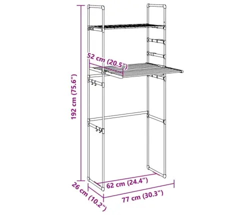 Veļasmašīnas Plaukts, 77X52X192 Cm, Alumīnijs Vidaxl