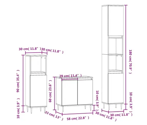 3-Daļīgs Vannasistabas Skapīšu Komplekts, Balts Vidaxl