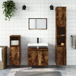 3-Osaline Vannitoakappide Komplekt, Suitsutatud Tamm, Tehispuit