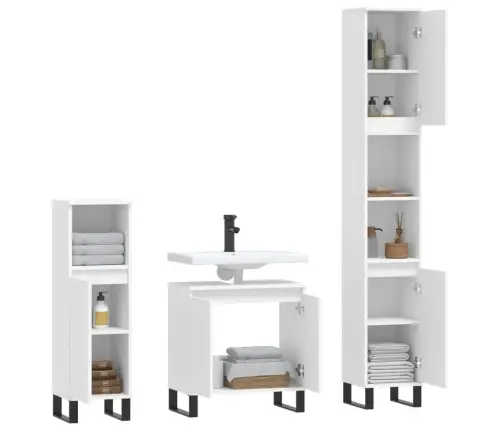 3-Daļīgs Vannasistabas Skapīšu Komplekts, Balts Vidaxl