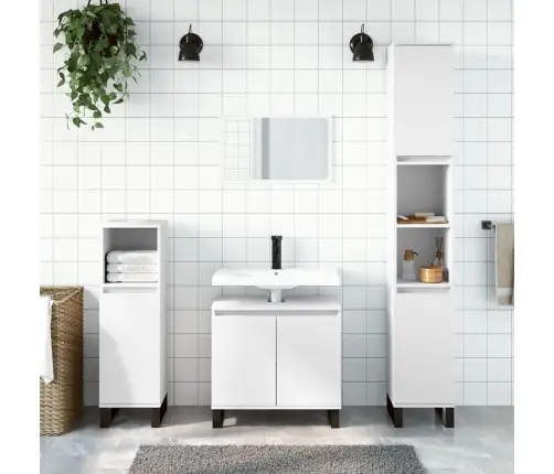 3-Daļīgs Vannasistabas Skapīšu Komplekts, Balts Vidaxl